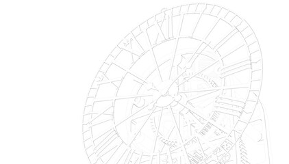 mechanical vintage clock 3d illustration