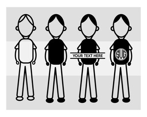 Stick Family svg, Stick Family Silhouette, stick people Svg, Stick family svg bundle, Stick family Png, Stick Figure Svg, Cut File, Stick Family Monogram, Split Monogram, Circle Monogram