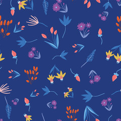 Trendy seamless floral ditsy pattern. Fabric design with simple flowers. Vector cute repeated pattern for baby fabric, wallpaper or wrap paper