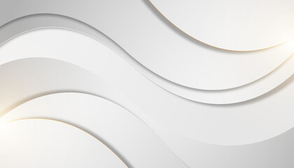 Elegant White and Gold Abstract Wavy Background