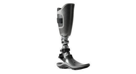 Modern prosthetic leg designed for mobility and enhanced functionality against a white backdrop