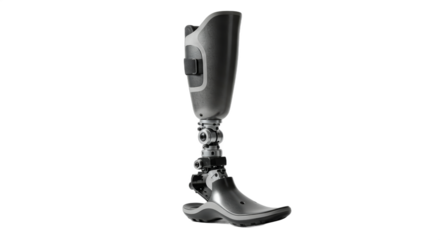 Modern prosthetic leg designed for mobility and enhanced functionality against a white backdrop