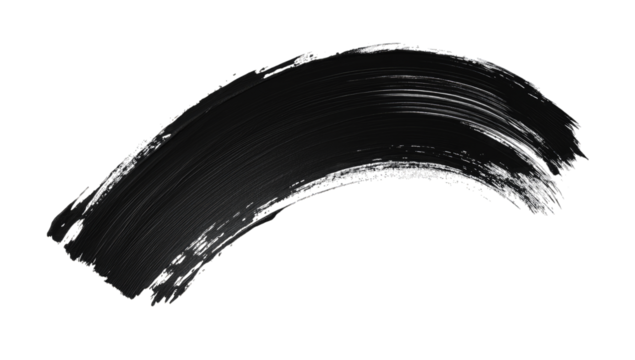 a bold black brushstroke on a white background showcasing the te