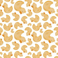 Seamless pattern with cute ducks, cartoon duck background, bath time, kids print, endless template, fabric design, child textile print, digital watercolor 