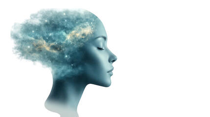Cosmic woman, a nebula portrait exploring the universe's mystical beauty cosmic