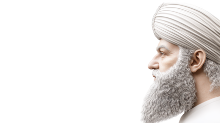 Bearded man in white turban, a portrait of culture, tradition, and timeless style