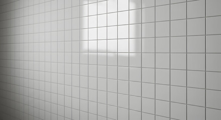 Modern Minimalist White Square Tile Wall with Soft Light Reflections Design
