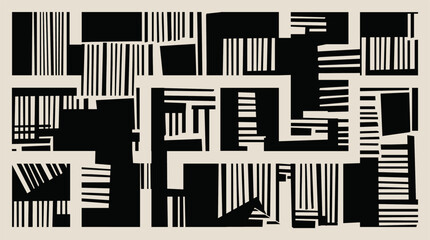 Geometric abstract vector illustration – bold stripes and block pattern perfect for wall art, home décor, book covers, and brochures