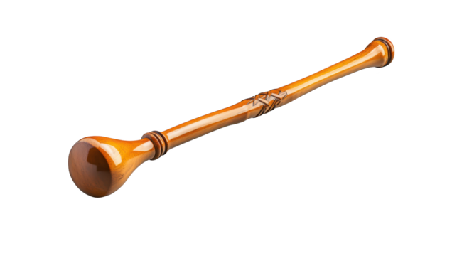 Rustic wooden pipe with carved handle, a traditional smoking accessory wooden