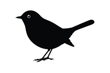 Silhouette of a robin standing on the ground vector illustration.eps