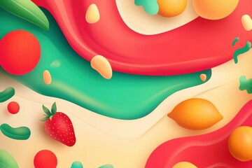 Dynamic flow of groceries with vibrant colors and smooth gradients in an abstract design showcasing fresh produce Generative AI