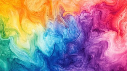 Fototapeta premium A colorful tie-dye fabric texture with swirled rainbow hues and organic shapes.