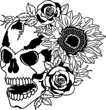 Floral Skull Vector