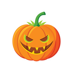 Fototapeta premium A carved orange jack-o-lantern with a scary face, isolated for Halloween decoration