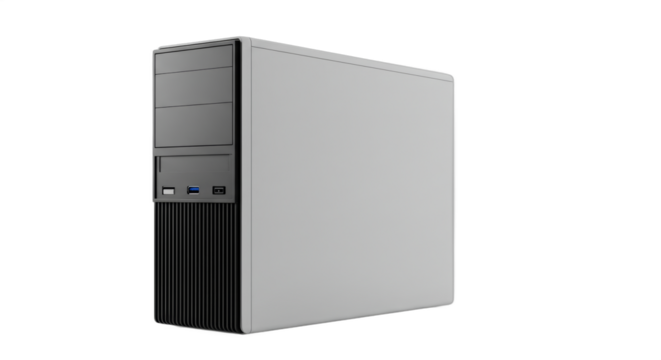 Desktop Computer Tower Isolated Against a Clean White Background for Creative Designs
