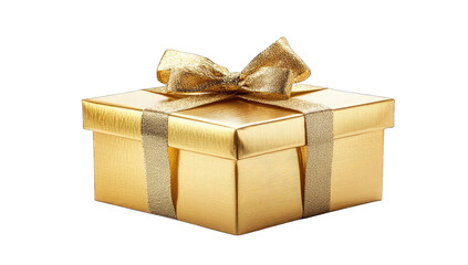 a beautifully wrapped golden gift box with a shiny ribbon symbol