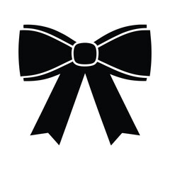 Black and white silhouette of ribbon bow glyph vector illustration isolated on white background