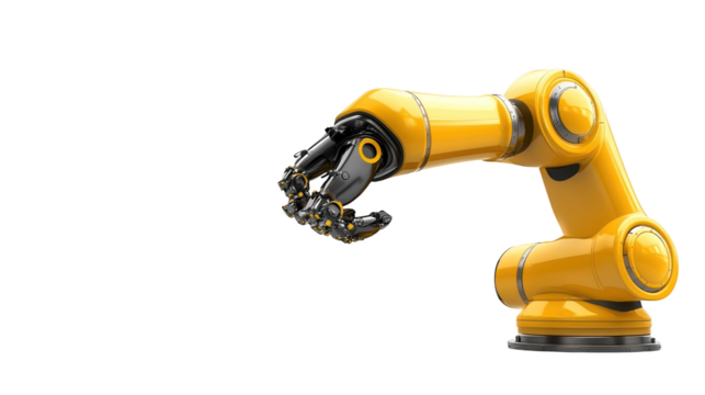 Bright yellow robot against a dark background, futuristic and technological marvel of artificial intelligence