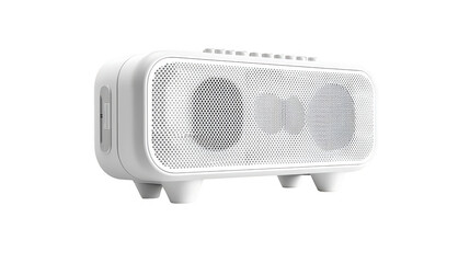 Fototapeta premium White speaker on black background, a minimalist representation of audio technology and music concept