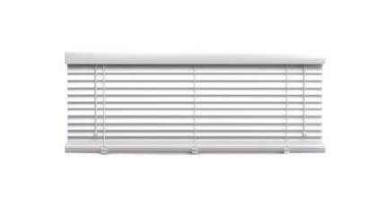 Enhance your home with elegant white window featuring horizontal blinds for optimal light control and privacy