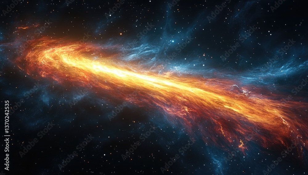 Wall mural a fiery celestial structure of swirling light within a dark space