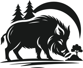 Wild boar animal silhouette vector