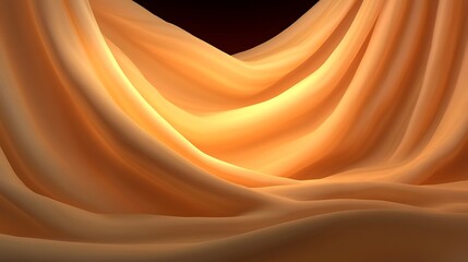 Elegant flowing fabric exhibiting soft curves and radiating warm ambient light