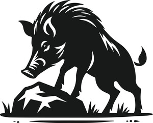 Wild boar animal silhouette vector