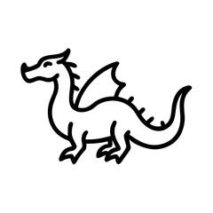 Obraz premium Dragon Icon Outline Illustration in Black and White 
