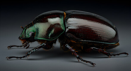 Iridescent armor: A close-up of a glossy beetle shell revealing nature's design
