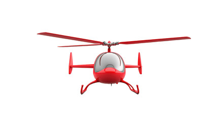 Red and white helicopter in majestic flight, a thrilling aerial perspective of aviation