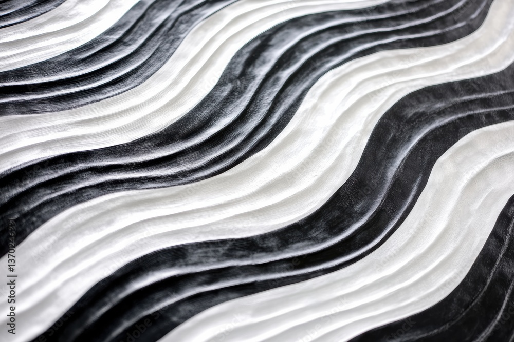 Poster Bold modern pattern featuring minimalistic black and white wavy lines with structured spacing and elegant abstract design