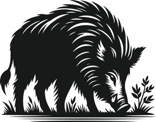 Wild boar animal silhouette vector