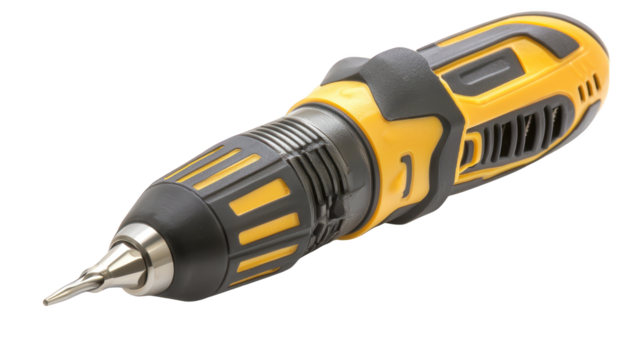 Closeup of dewalt cordless drill bit, essential power tool for precision drilling and home improvement