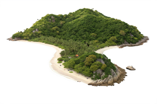 Aerial View of a Lush Tropical Island Paradise with Pristine Sandy Beach - Powered by Adobe