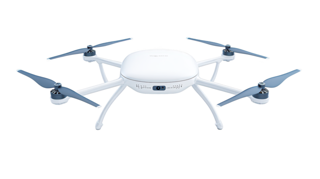 White drone with camera, advanced aerial photography and videography device white