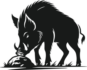 Wild boar animal silhouette vector
