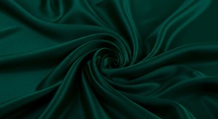 Obraz premium Abstract elegance: swirling emerald green fabric with intricate folds and textures
