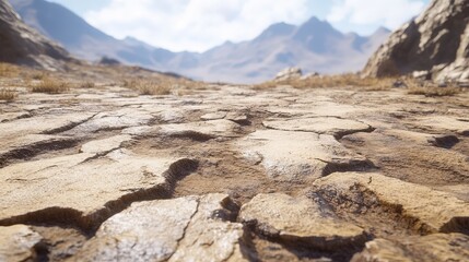 A cracked dry earth texture with deep fissures and an arid desert feel