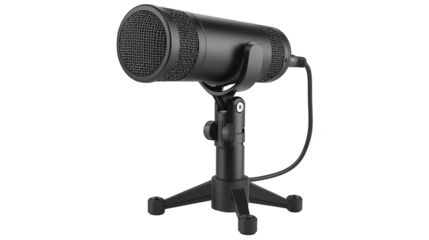 Highquality studio microphone, capture pristine audio for professional recording and broadcasting on black background