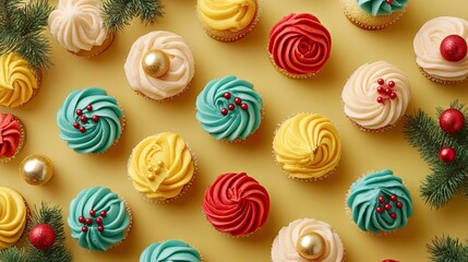 Obraz premium Colorful Cupcakes Decorated for Festive Celebrations and Parties