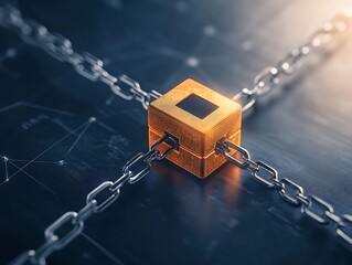 Secure Data Cube for Chain Secured, Tech Background.