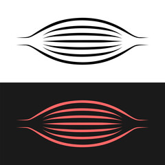 Muscle icon isolated on white in horizontal view. Muscles in a membrane elegant style simple symbol.