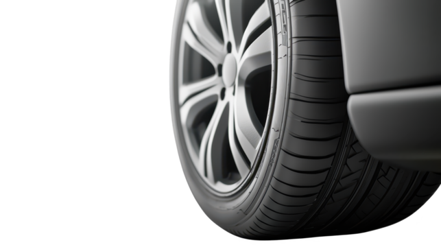 Detailed closeup of tire tread on black background, exploring texture and grip closeup