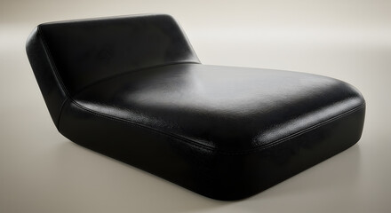 Modern elegance glossy black vinyl seat chaise lounge minimalist furniture style