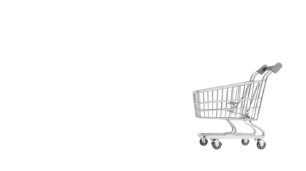 Shopping cart on black background, symbolizing online shopping and ecommerce trends