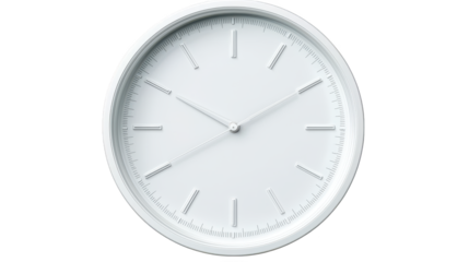 Timeless elegance, classic white clock face with hands for precise timekeeping