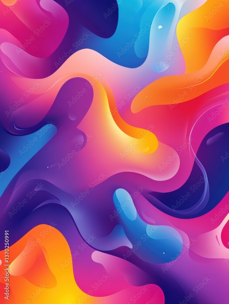 Aufkleber Dynamic flow of colorful groceries in an abstract background with smooth gradients Generative AI
