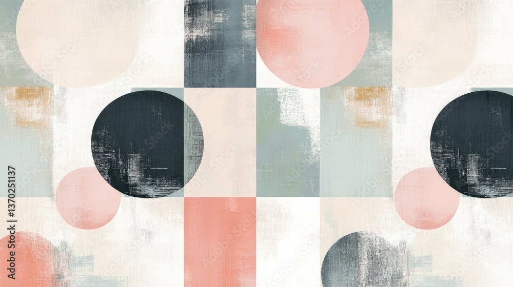 Wall mural abstract geometric shapes in soft pastel tones with texture variations