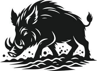 Wild boar animal silhouette vector